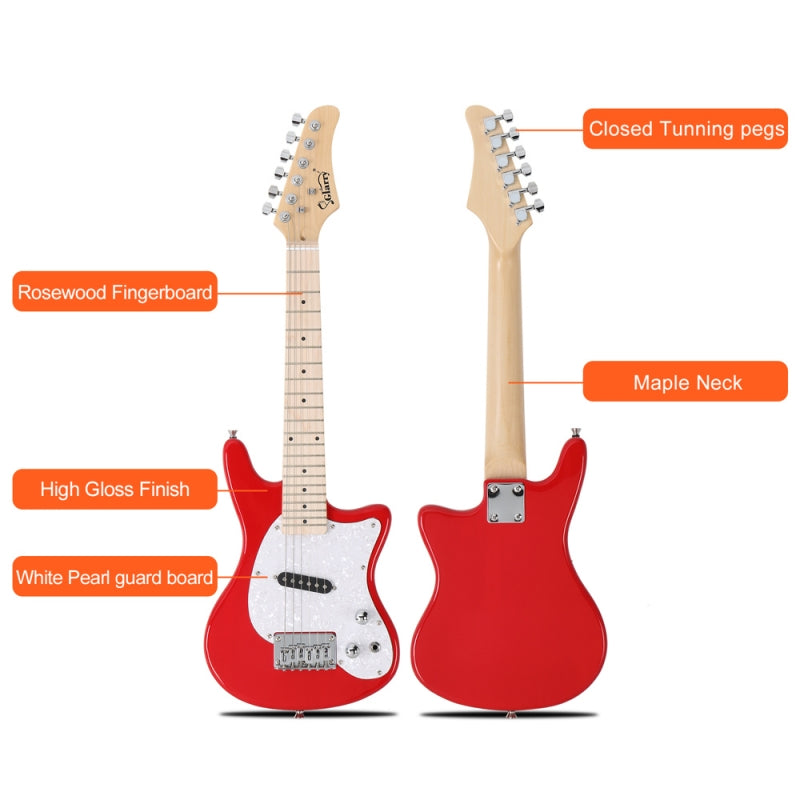 Glarry 30inch Mini Kids Electric Guitar Maple Fingerboard w/5W Amplifier - Red