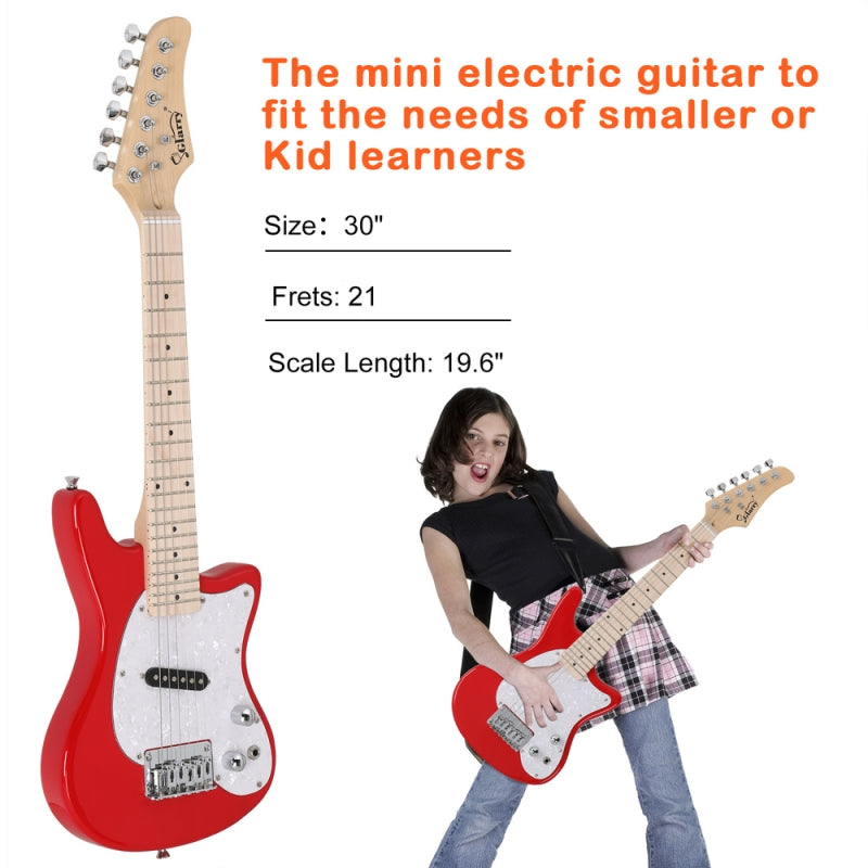 Glarry 30inch Mini Kids Electric Guitar Maple Fingerboard w/5W Amplifier - Red