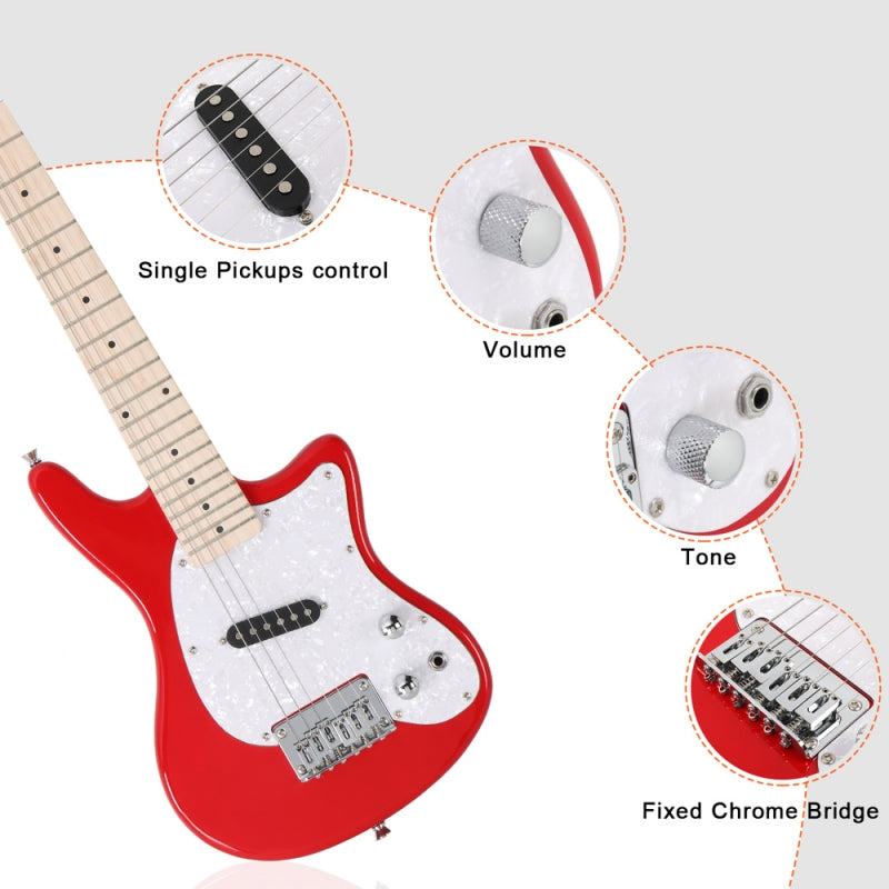 Glarry 30inch Mini Kids Electric Guitar Maple Fingerboard w/5W Amplifier - Red