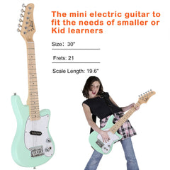 Glarry 30inch Mini Kids Electric Guitar Maple Fingerboard w/5W Amplifier - Green