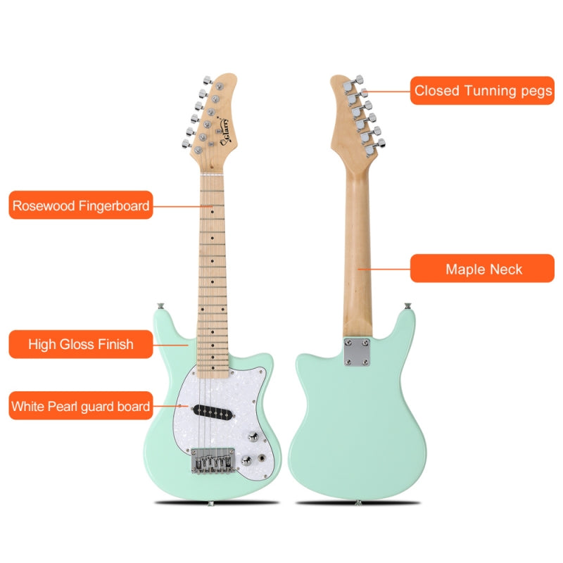 Glarry 30inch Mini Kids Electric Guitar Maple Fingerboard w/5W Amplifier - Green