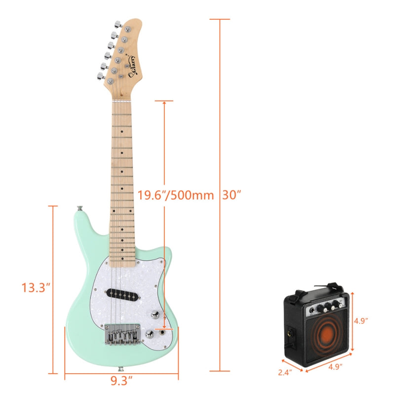 Glarry 30inch Mini Kids Electric Guitar Maple Fingerboard w/5W Amplifier - Green