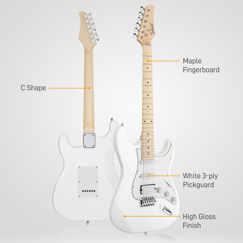 Glarry GST Electric Guitar HSS Pickups w/20W Amplifier - White