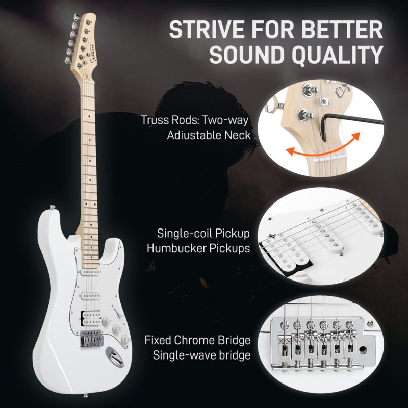 Glarry GST Electric Guitar HSS Pickups w/20W Amplifier - White