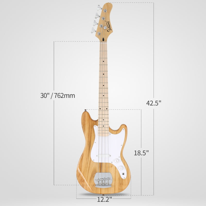 Glarry 30in GB Electric Bass Guitar Short Scale - Burlywood