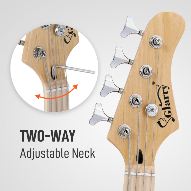 Glarry 30in GB Electric Bass Guitar Short Scale - Burlywood