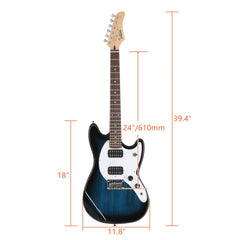 Glarry GMF Electric Guitar Laurel Wood Fingerboard HH Pickup - Blue