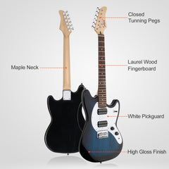Glarry GMF Electric Guitar Laurel Wood Fingerboard HH Pickup - Blue