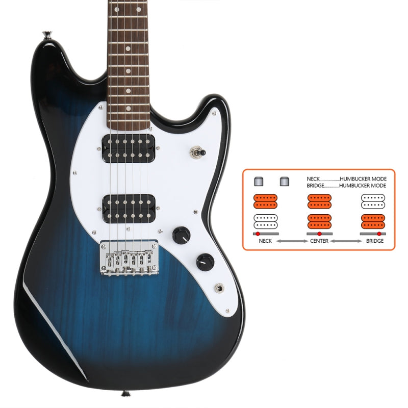 Glarry GMF Electric Guitar Laurel Wood Fingerboard HH Pickup - Blue