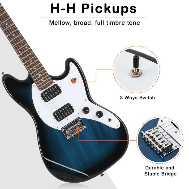 Glarry GMF Electric Guitar Laurel Wood Fingerboard HH Pickup - Blue