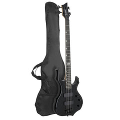 Glarry Burning Fire Electric Bass Guitar HH Pickups - Black