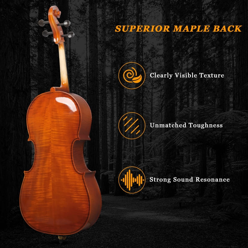 Glarry GC201 4/4 Solid Wood Spruce Panel Cello - Varnish