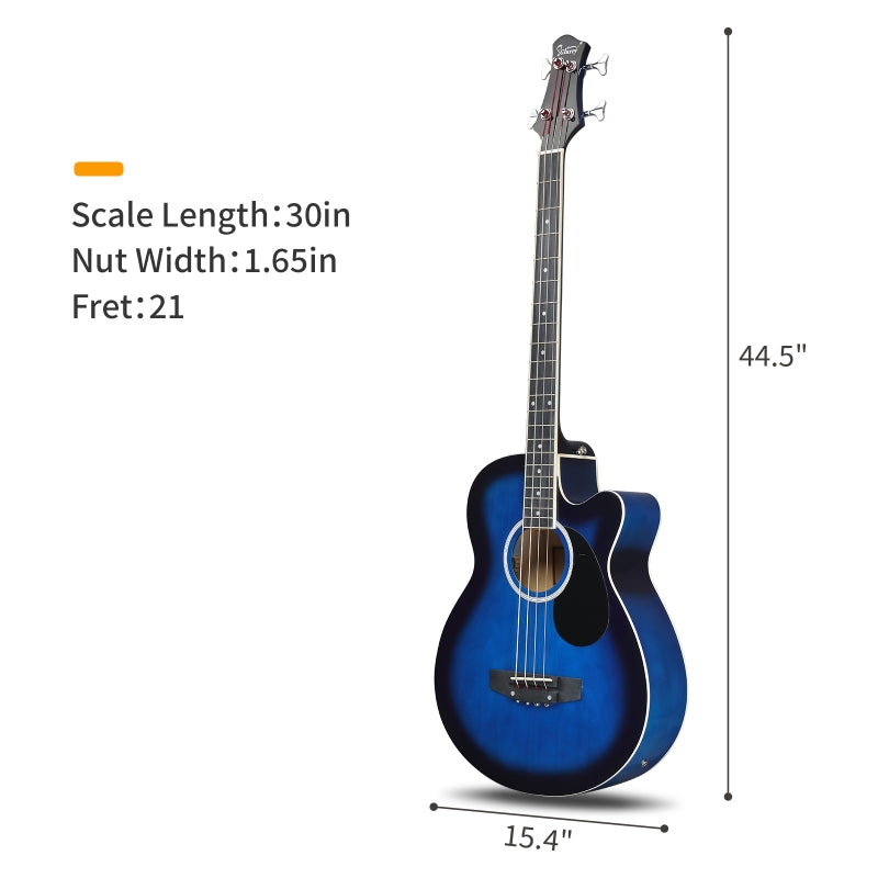 Glarry GMB101 44.5 Inch EQ Acoustic Bass Guitar - Blue