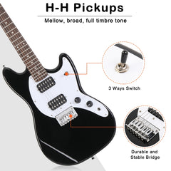 Glarry GMF Electric Guitar Laurel Wood Fingerboard HH Pickup - Black