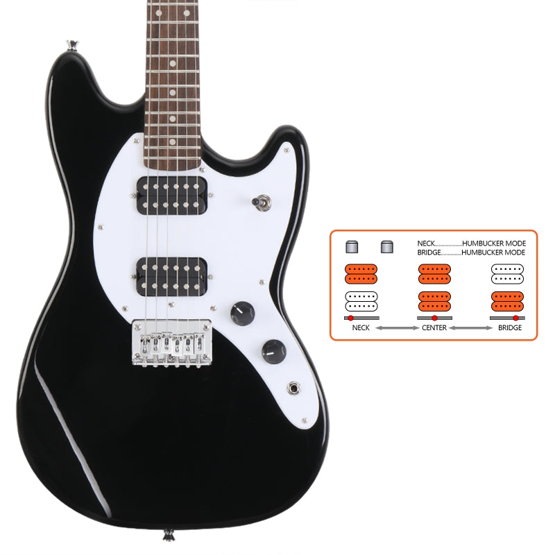 Glarry GMF Electric Guitar Laurel Wood Fingerboard HH Pickup - Black