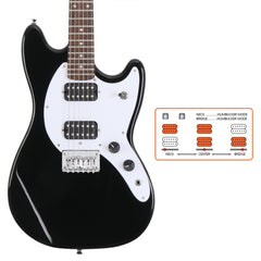 Glarry GMF Electric Guitar Laurel Wood Fingerboard HH Pickup - Black