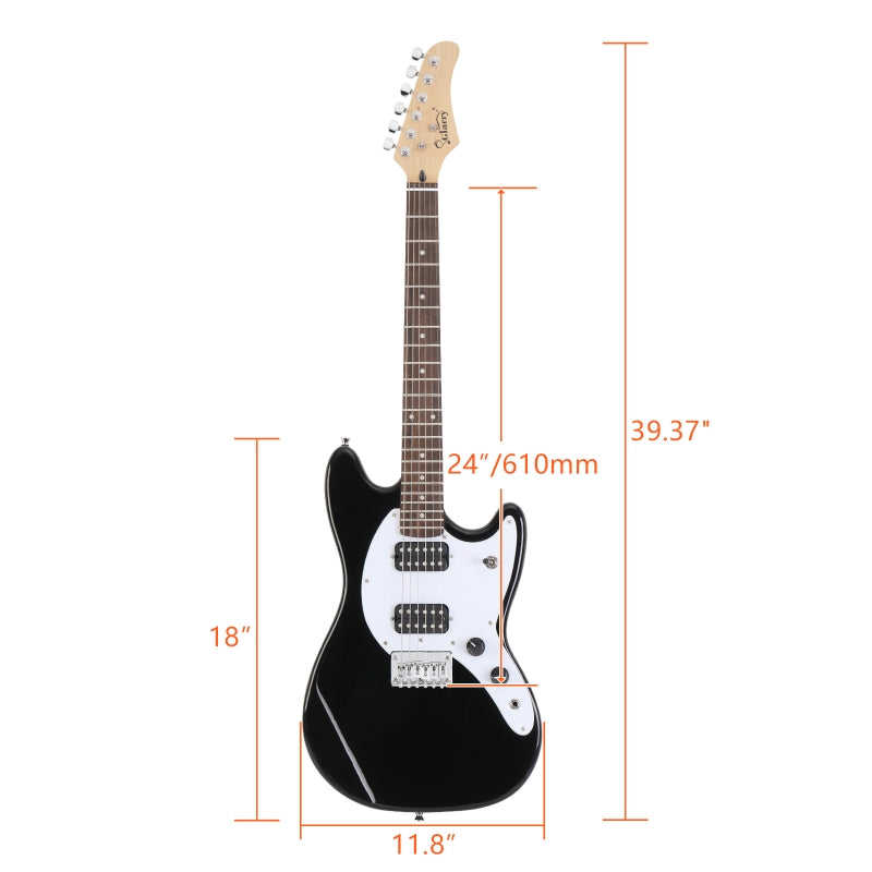 Glarry GMF Electric Guitar Laurel Wood Fingerboard HH Pickup - Black