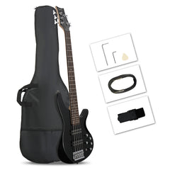 Glarry GIB 5 String Bass Guitar Full Size Open-coil HH Pickup - Black