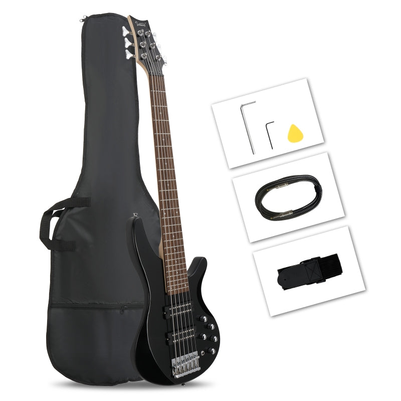Glarry GIB Active 6-String Bass Guitar with Upgraded Electronics - Black