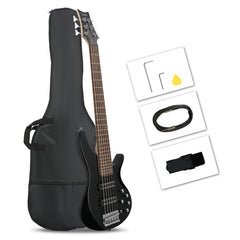 Glarry GIB Active 6-String Bass Guitar with Upgraded Electronics - Black