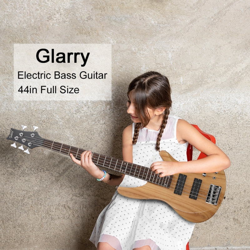 Glarry GIB 5 String Bass Guitar Full Size Open-coil HH Pickup - Burlywood