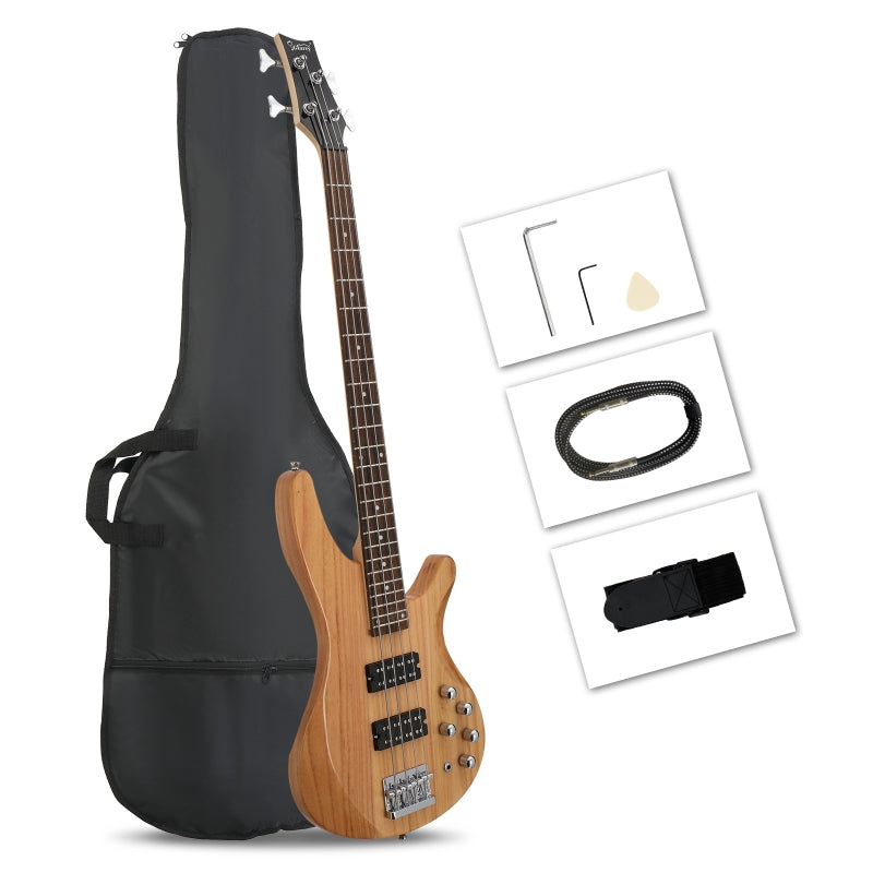 Glarry GIB 5 String Bass Guitar Full Size Open-coil HH Pickup - Burlywood
