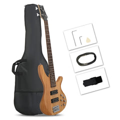 Glarry GIB 5 String Bass Guitar Full Size Open-coil HH Pickup - Burlywood