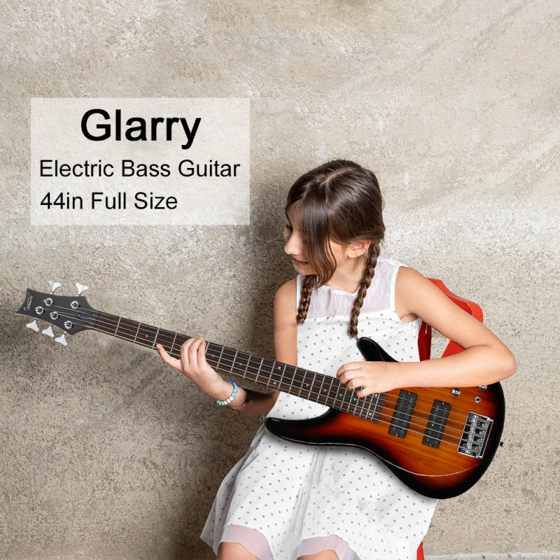 Glarry GIB 5 String Bass Guitar Full Size Open-coil HH Pickup - Sunset