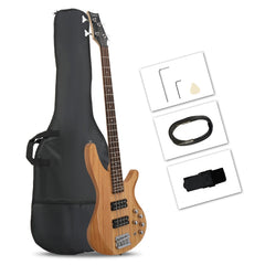 Glarry GIB 4 String Bass Guitar Full Size HH Pickup - Burlywood