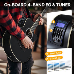 Glarry GMB102 44.5 Inch EQ Acoustic Bass Guitar Matte - Black