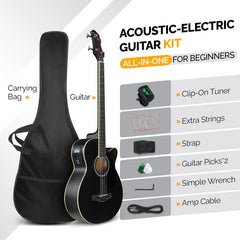 Glarry GMB102 44.5 Inch EQ Acoustic Bass Guitar Matte - Black