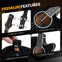 Glarry GMB102 44.5 Inch EQ Acoustic Bass Guitar Matte - Black