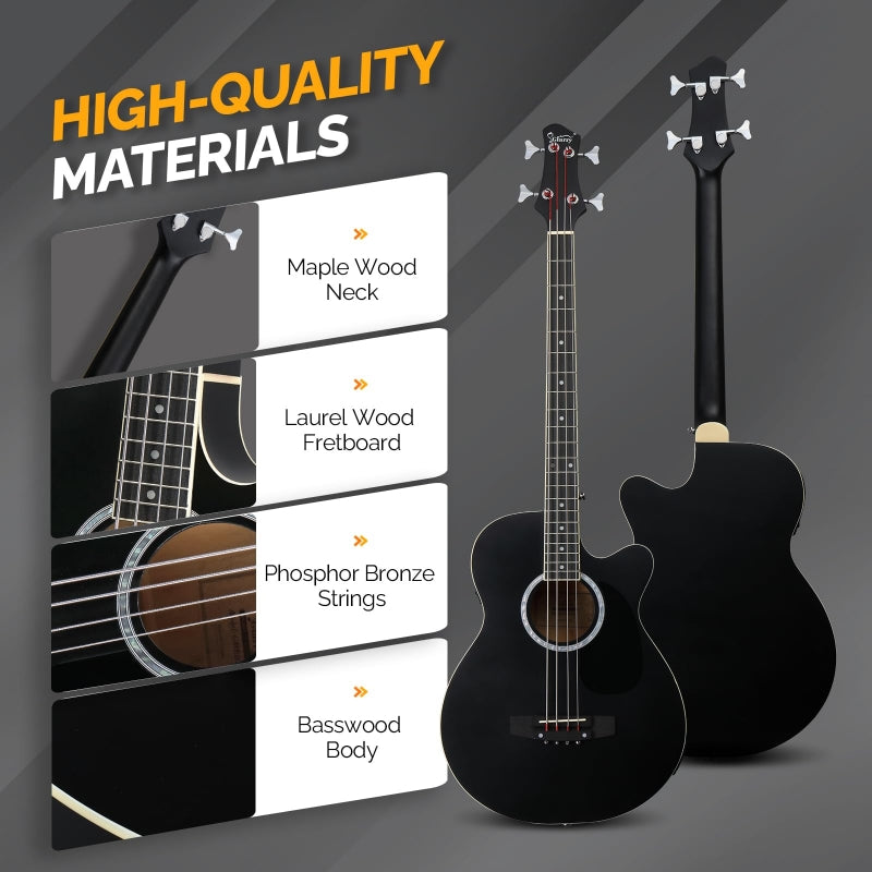 Glarry GMB102 44.5 Inch EQ Acoustic Bass Guitar Matte - Black
