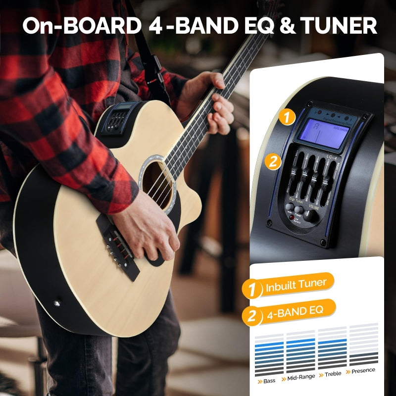 Glarry GMB102 44.5 Inch EQ Acoustic Bass Guitar Matte - Burlywood