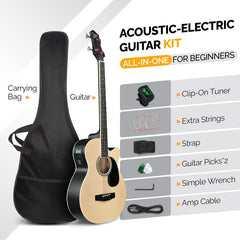 Glarry GMB102 44.5 Inch EQ Acoustic Bass Guitar Matte - Burlywood