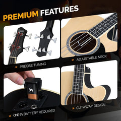 Glarry GMB102 44.5 Inch EQ Acoustic Bass Guitar Matte - Burlywood