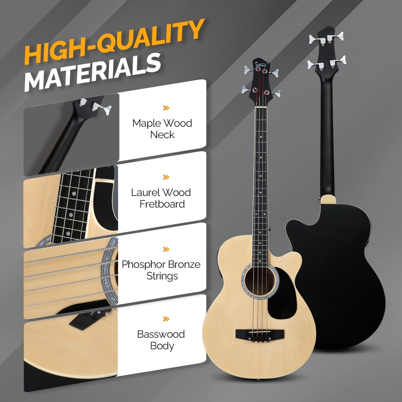 Glarry GMB102 44.5 Inch EQ Acoustic Bass Guitar Matte - Burlywood