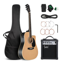 Glarry GMA101 41 Inch EQ Acoustic Guitar w/15W Amp - Burlywood