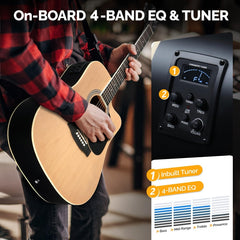 Glarry GMA101 41 Inch EQ Acoustic Guitar w/15W Amp - Burlywood