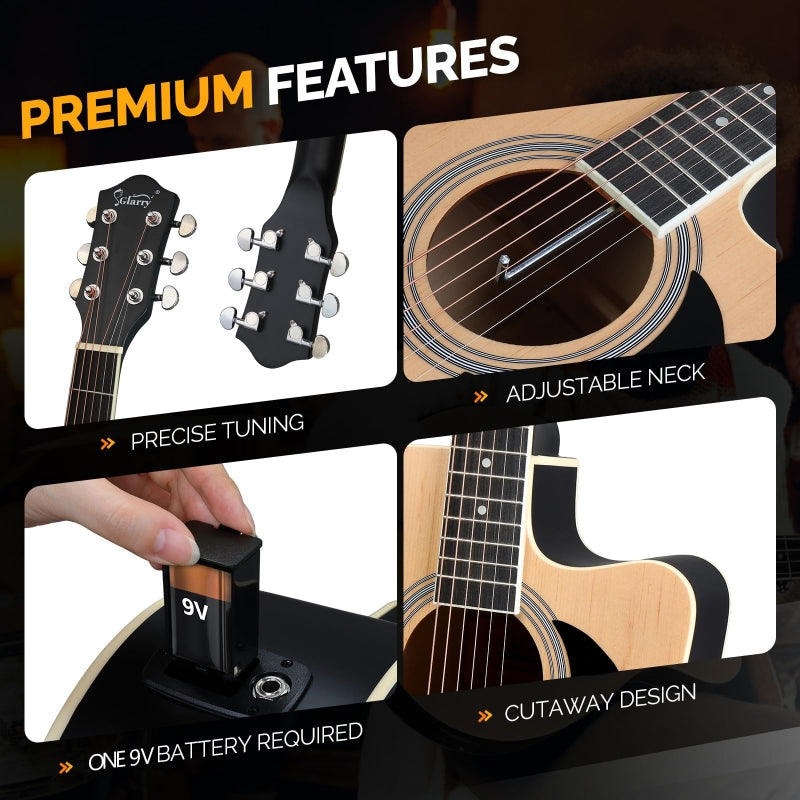 Glarry GMA101 41 Inch EQ Acoustic Guitar w/15W Amp - Burlywood