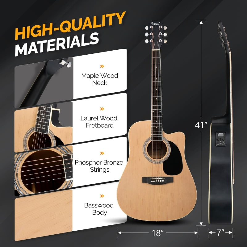 Glarry GMA101 41 Inch EQ Acoustic Guitar w/15W Amp - Burlywood