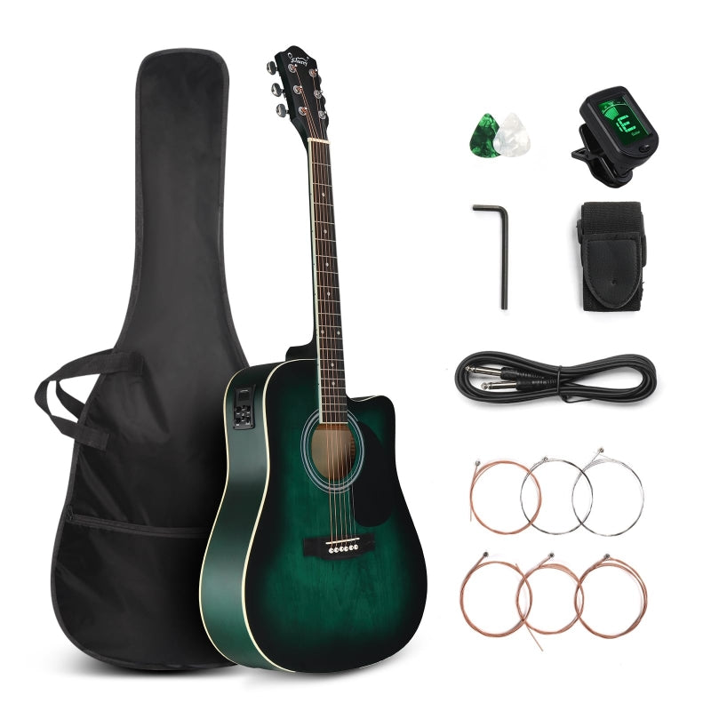 Glarry GMA101 41 Inch EQ Acoustic Guitar w/15W Amp - Green