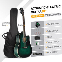 Glarry GMA101 41 Inch EQ Acoustic Guitar w/15W Amp - Green