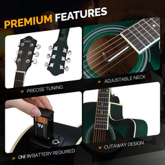Glarry GMA101 41 Inch EQ Acoustic Guitar w/15W Amp - Green