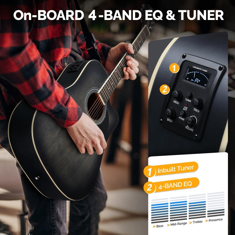 Glarry GMA101 41 Inch EQ Acoustic Guitar w/15W Amp - Black