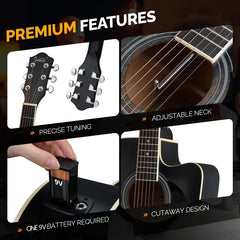 Glarry GMA101 41 Inch EQ Acoustic Guitar w/15W Amp - Black