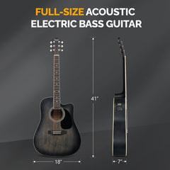 Glarry GMA101 41 Inch EQ Acoustic Guitar - Black