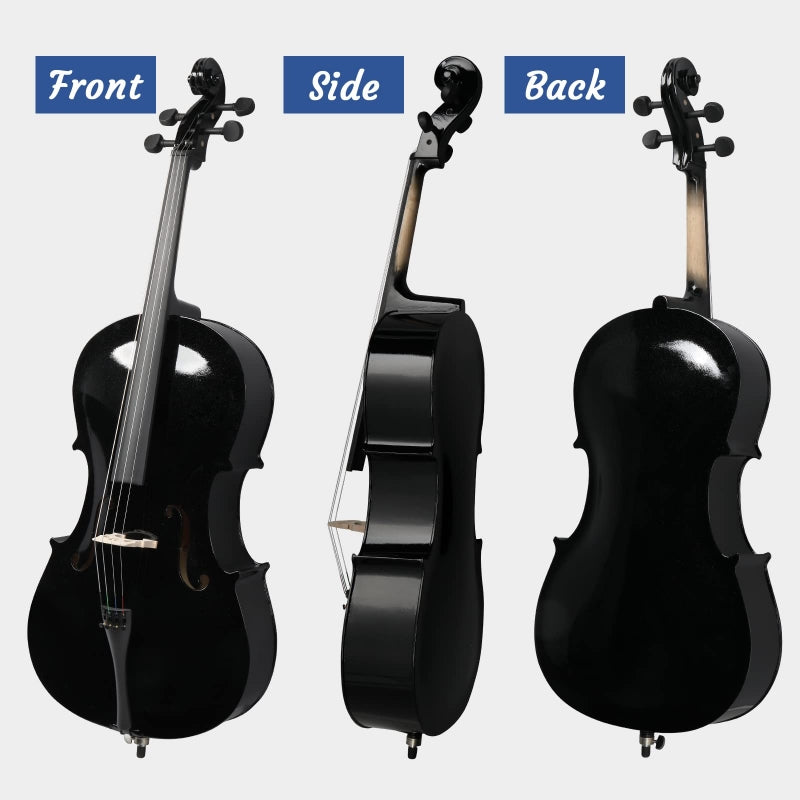 Glarry GC101 4/4 Full-Size Acoustic Cello - Black