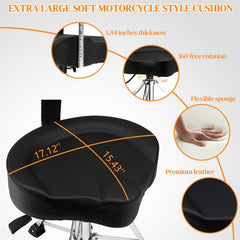 Adjustable Drum Throne Set Heavy Duty with Drum Sticks Black