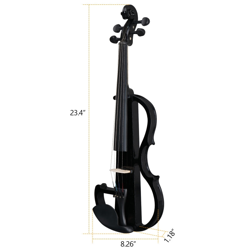 Glarry GV501 4/4 Full Size Acoustic Silent Electric Violin with Headphone - Black